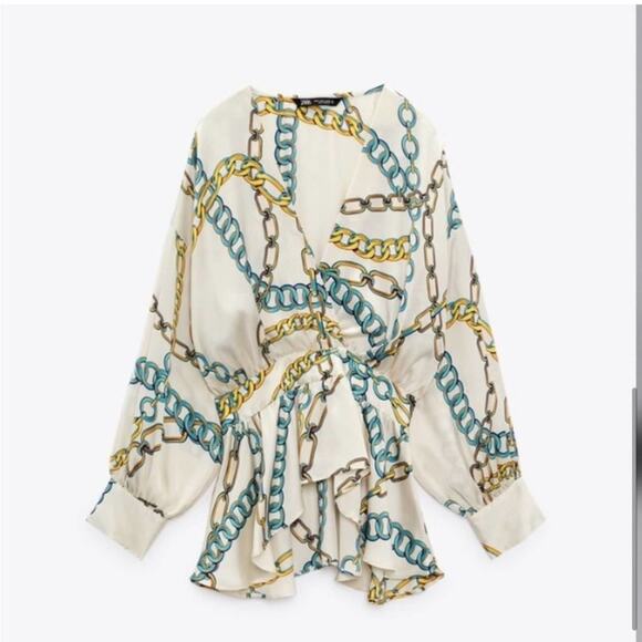 Zara Chain Print Top Size Medium - Picture 6 of 9